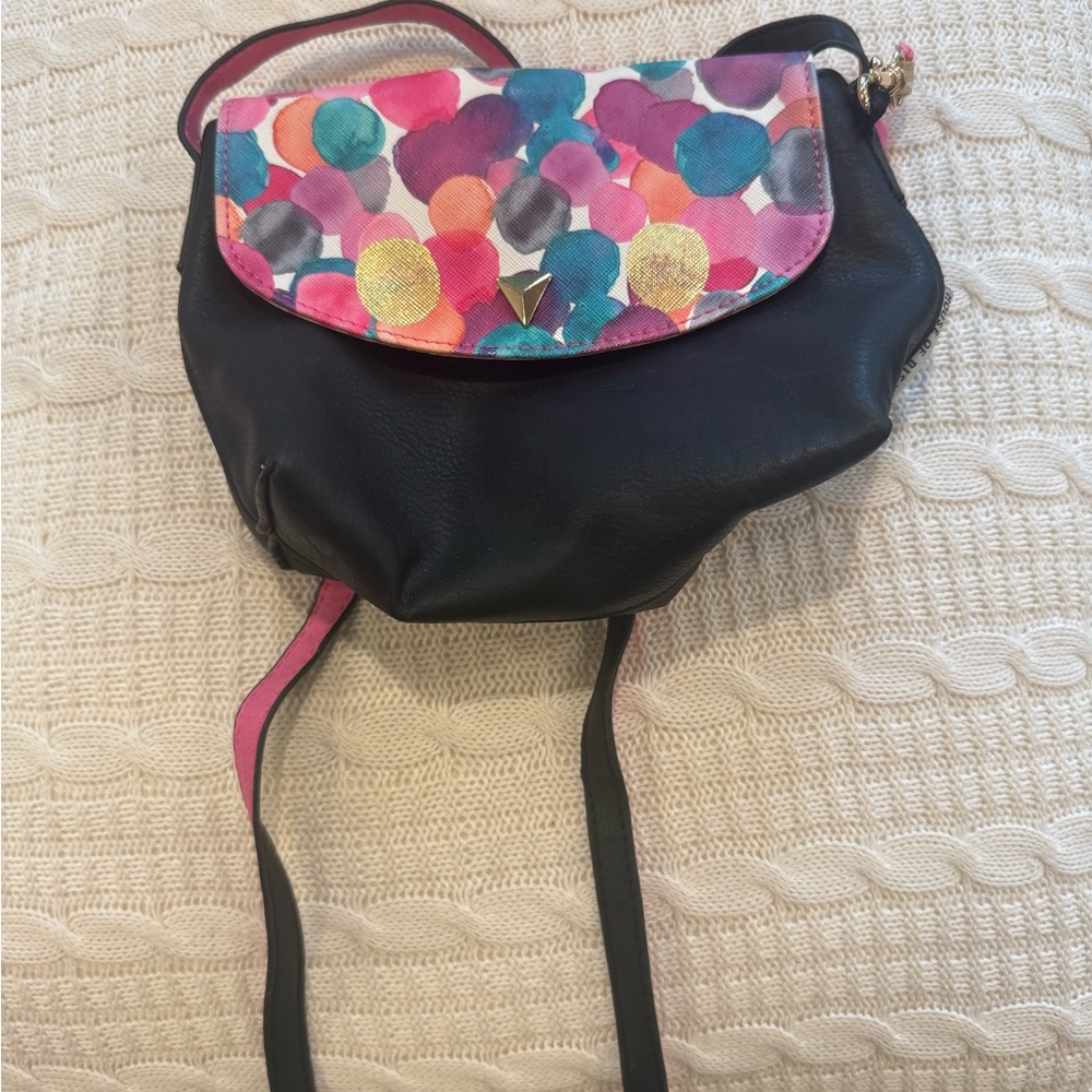 Stylish Black Crossbody Bag with Colorful Flap - House of Disaster